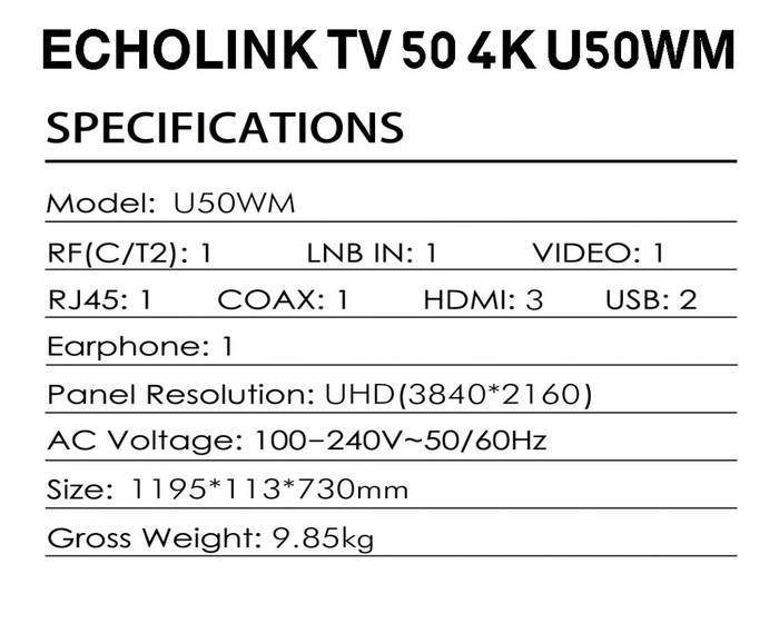 ECHOLINK TV 50″ 4K WHALE OS photo 2
