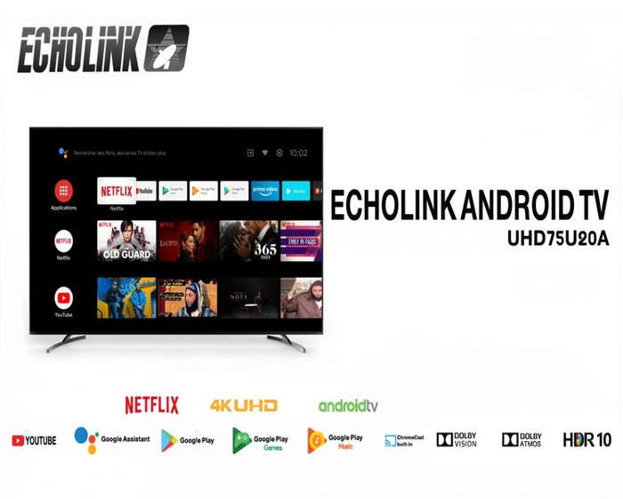ECHOLINK TV 75 4k UHD75U20A Android 9.0 photo 1